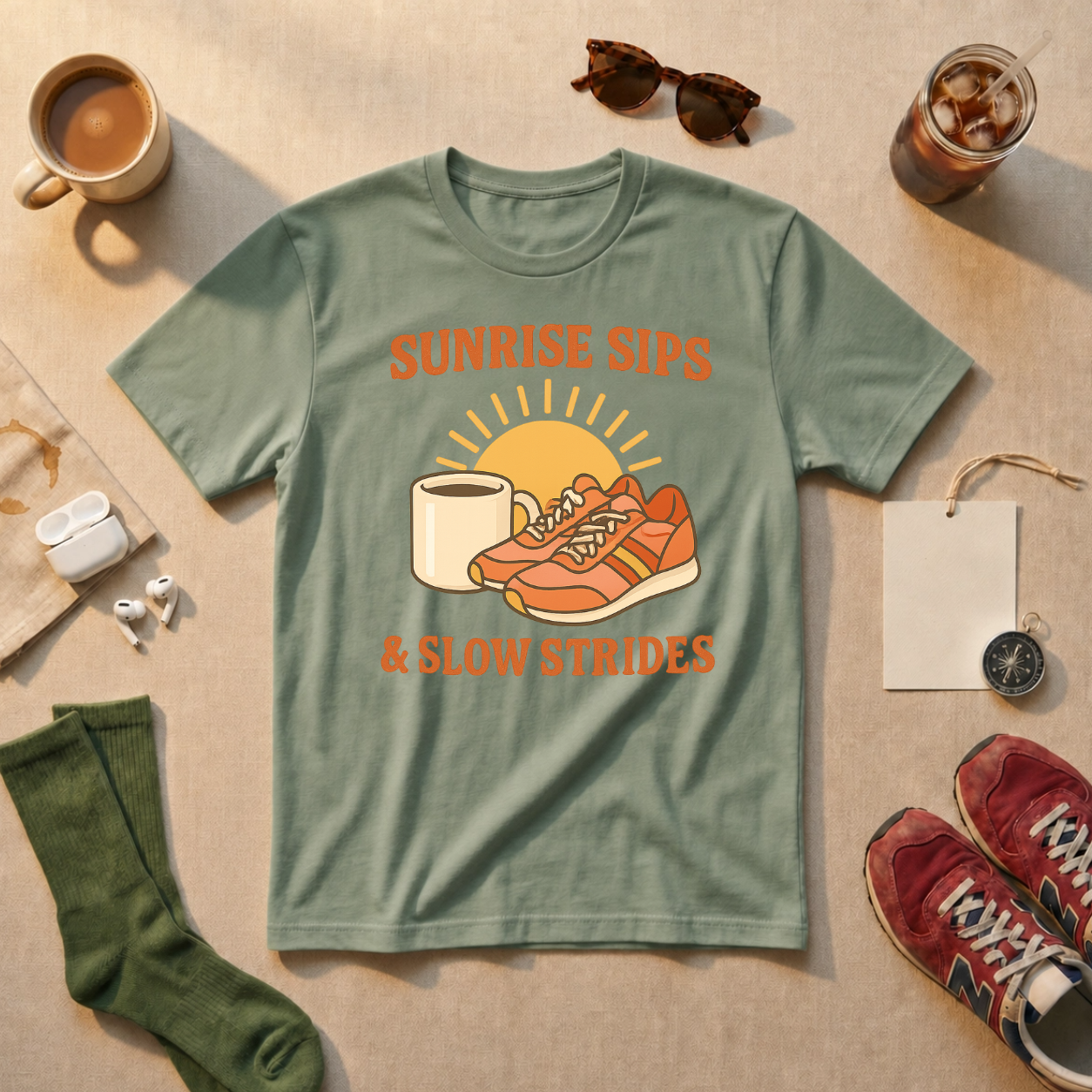 Sunrise Sips Slow Strides T-Shirt - view 1