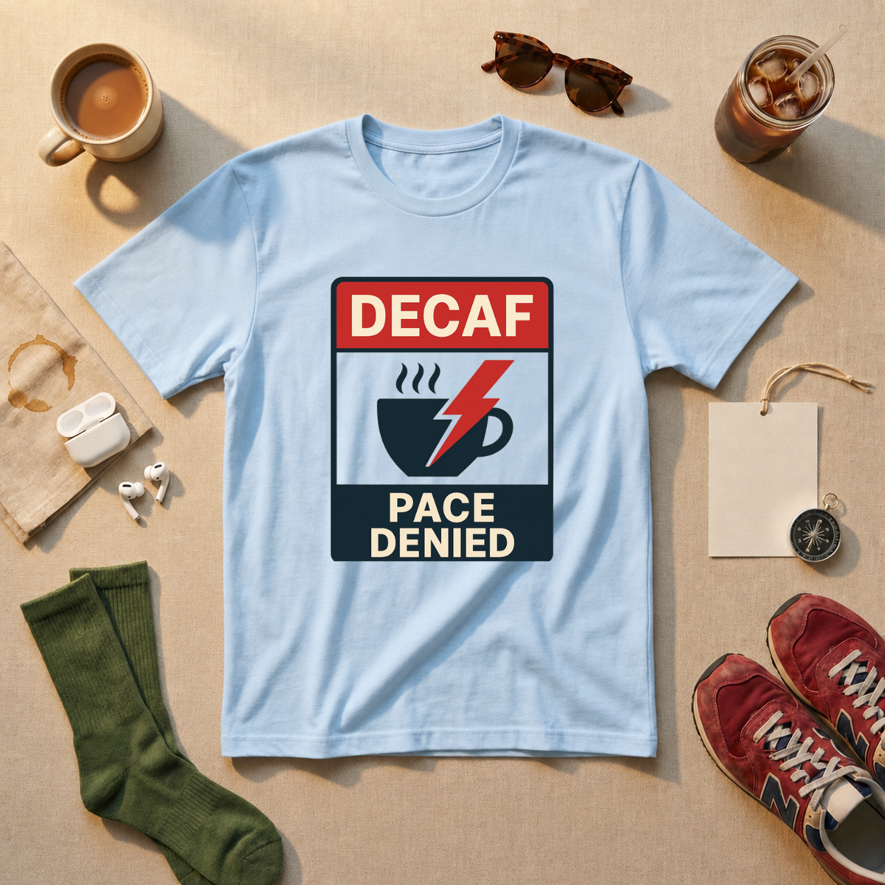 Decaf Pace Denied T-Shirt - Natural