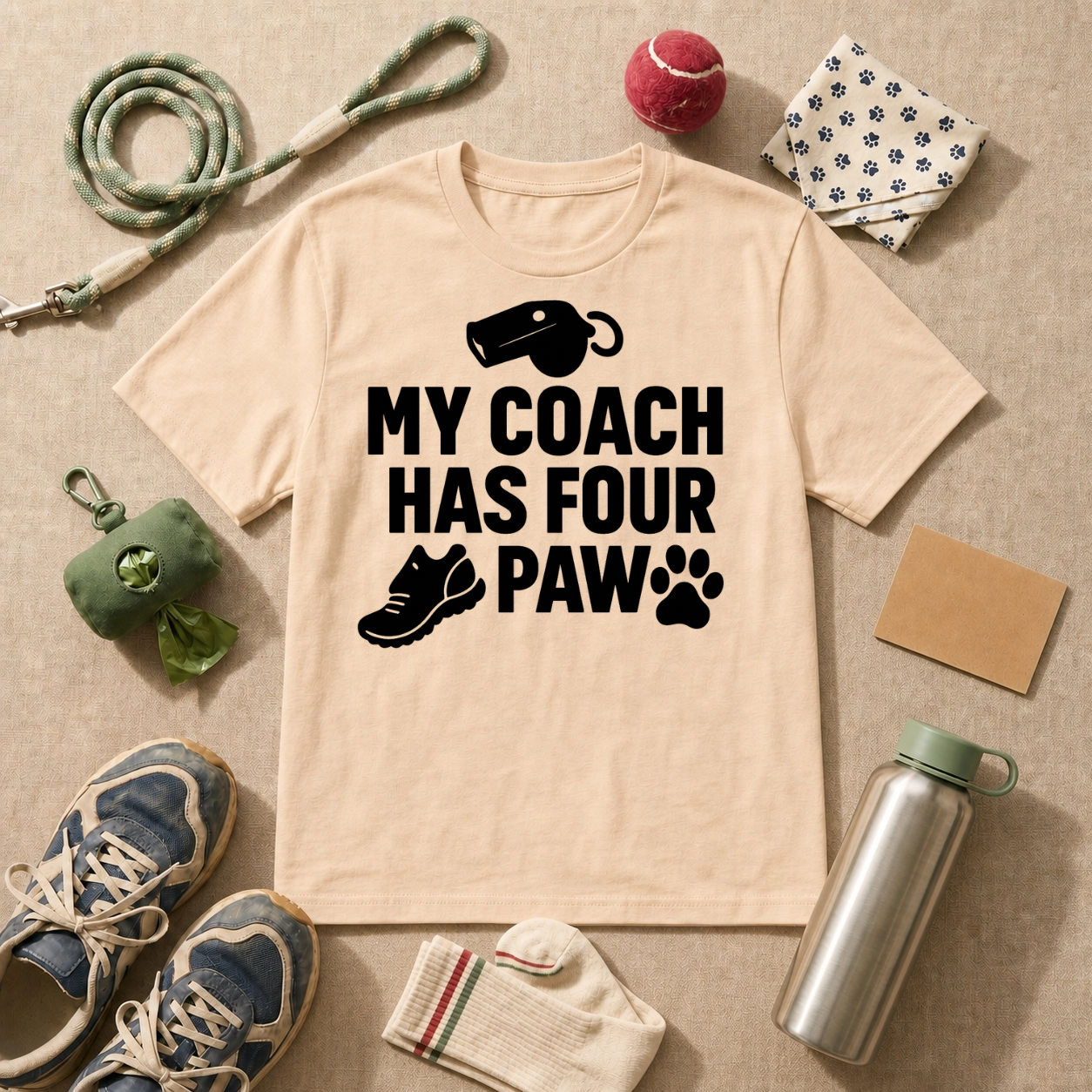 My Coach Has Four Paws T-Shirt - Military Green