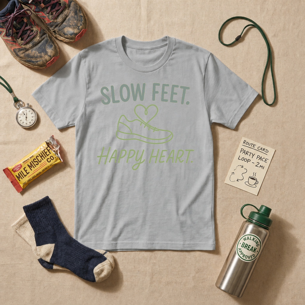 Slow Feet Happy Heart T-Shirt - Sport Grey