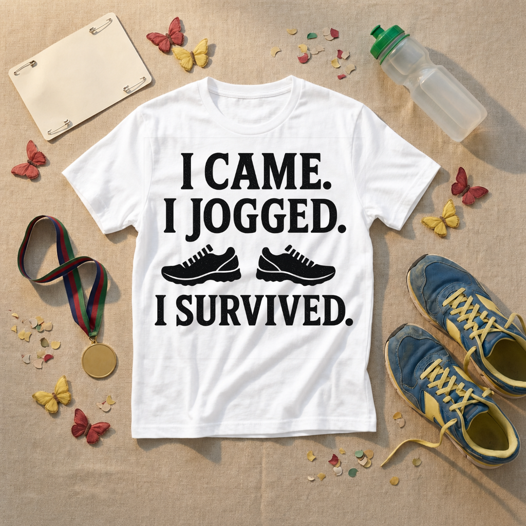 I Came I Jogged I Survived T-Shirt - Light Blue