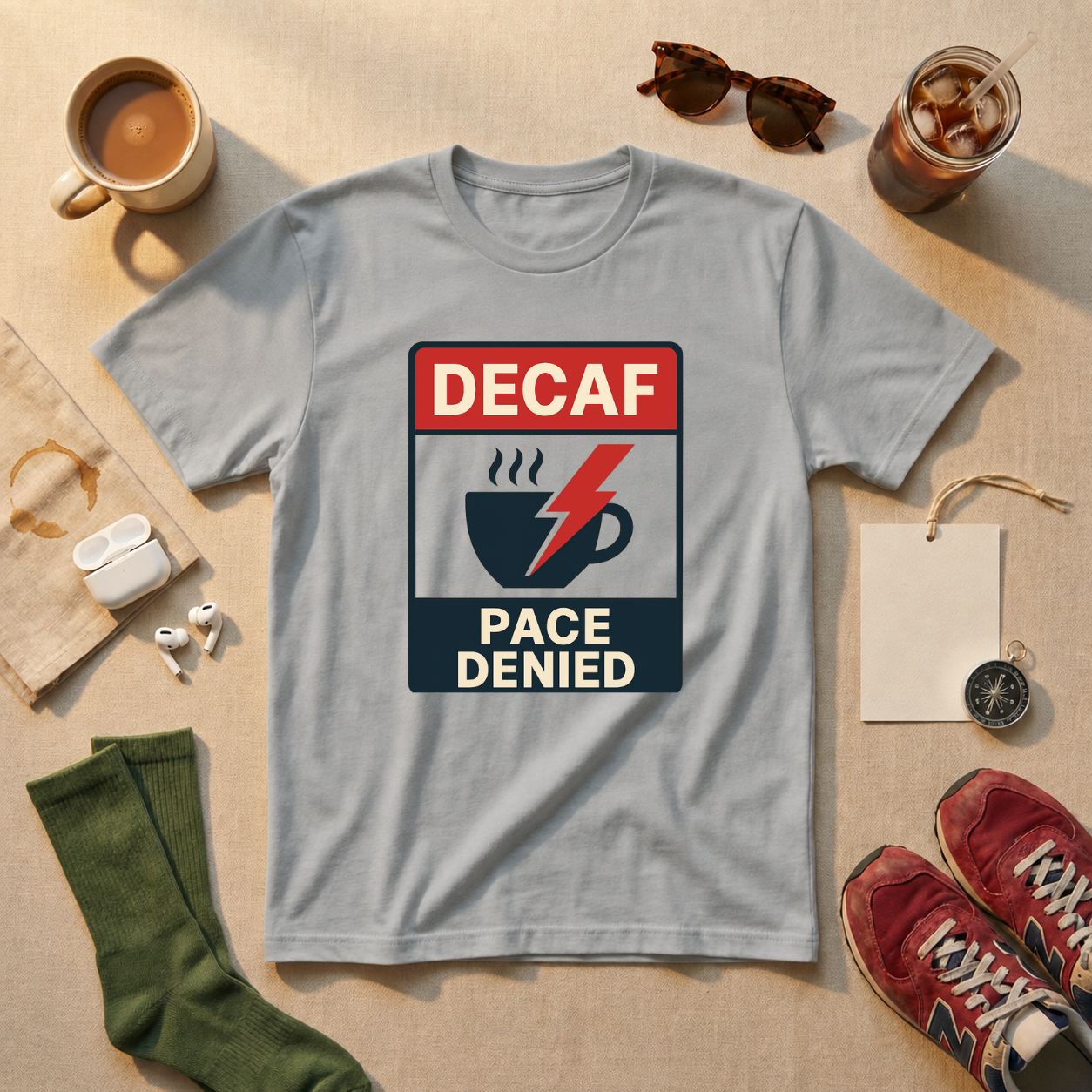 Decaf Pace Denied T-Shirt - Sport Grey