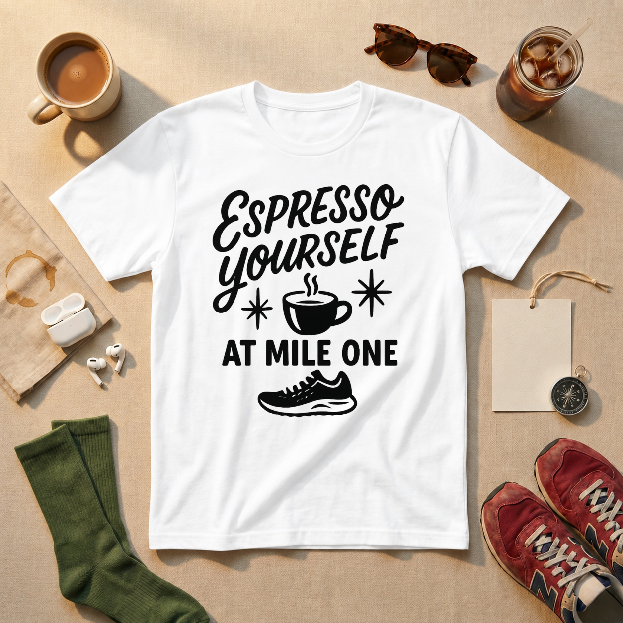 Espresso Yourself At Mile One T-Shirt - Light Blue
