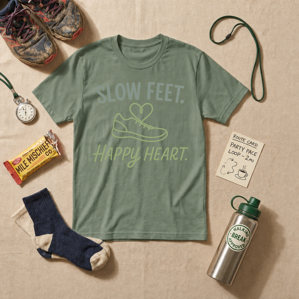 Slow Feet Happy Heart T-Shirt - White