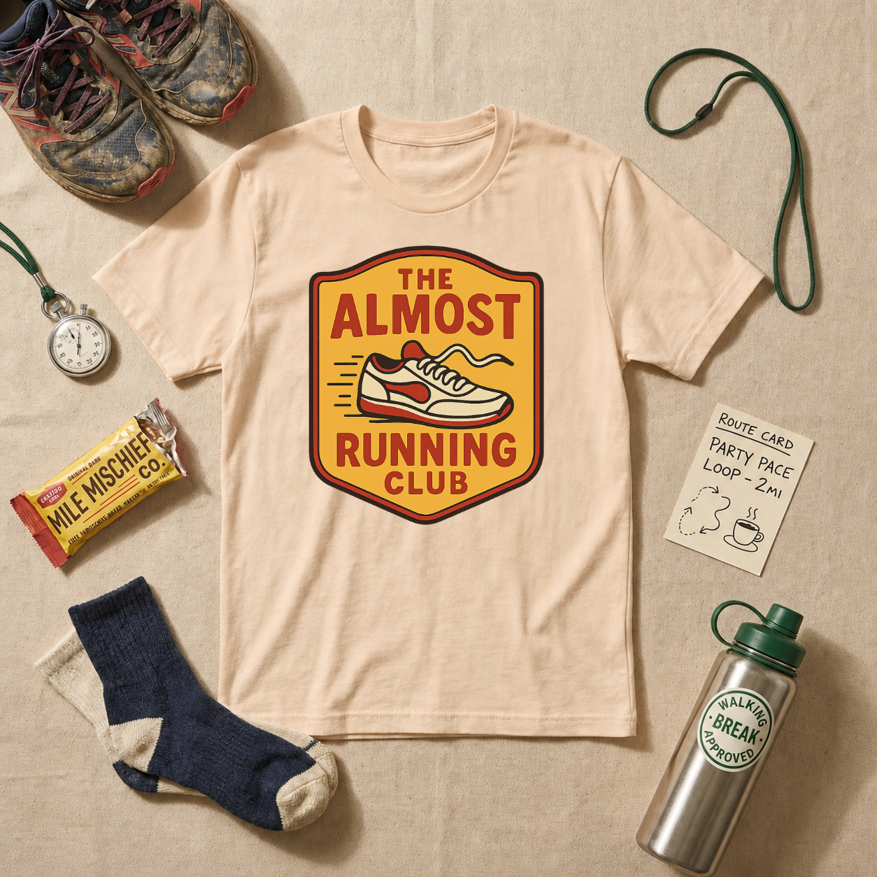 The Almost Running Club T-Shirt - Military Green